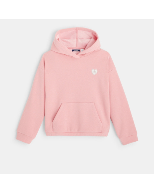 Sweat-shirt tout doux à capuche rose fille