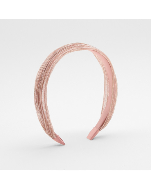 Serre-tête tissu froissé brillant rose fille