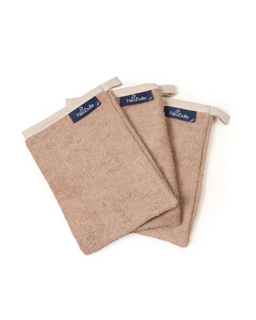 Lot de 3 gants de toilette reversibles