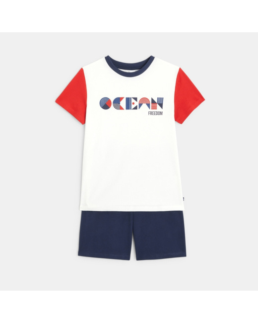 Pyjama d'été tricolore "Ocean Freedom" rouge garçon