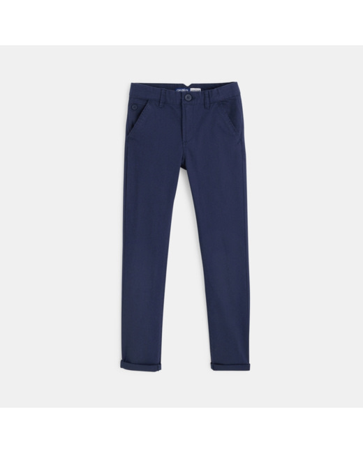 Pantalon chino slim bleu garçon