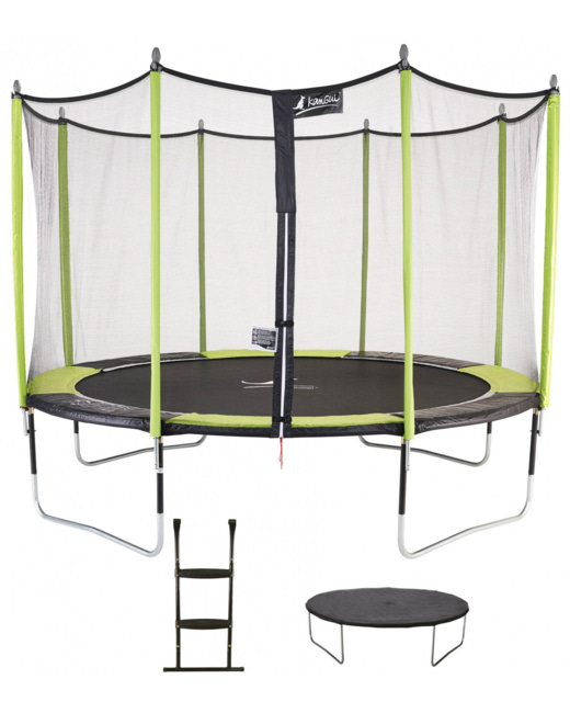 Trampoline de jardin 365 cm + filet de sécurité + échelle + bâche de protection JUMPI