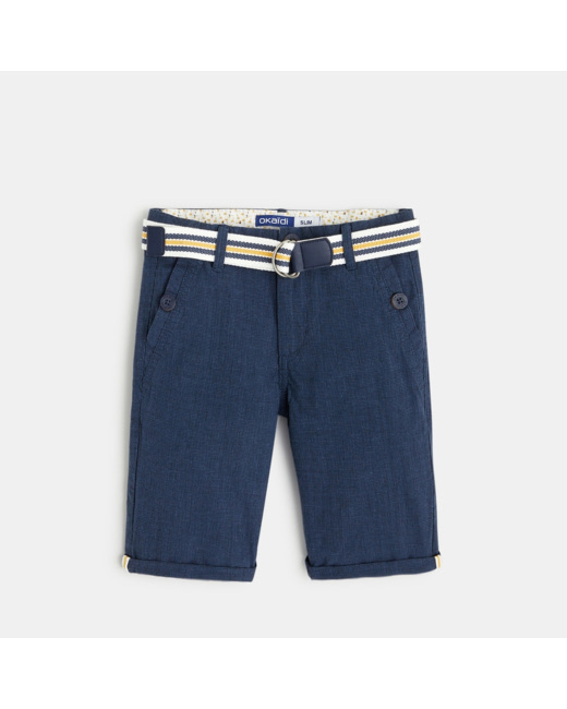 Bermuda slim maille fantaisie bleu garçon