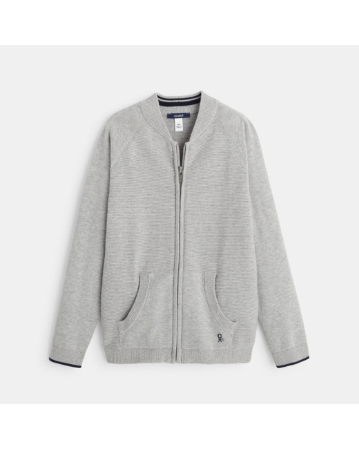 Gilet teddy zippé en maille fine gris garçon
