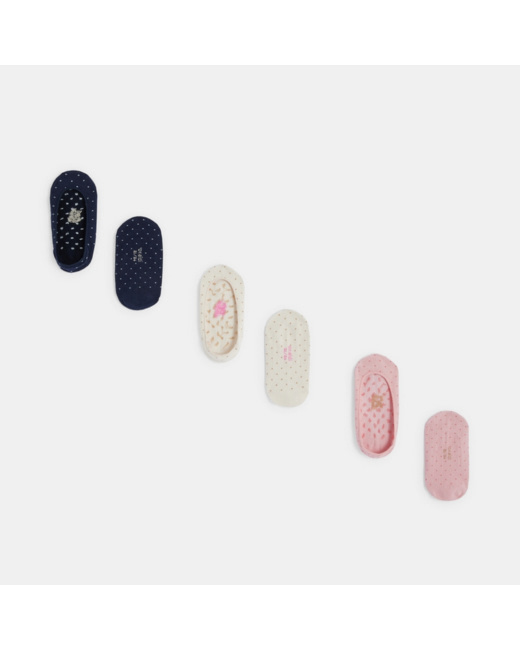 Socquettes invisibles à pois (lot de 3) bleu fille