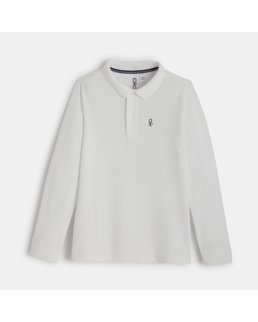 Polo manches longues blanc garçon