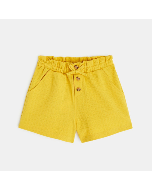 Short taille haute uni jaune fille