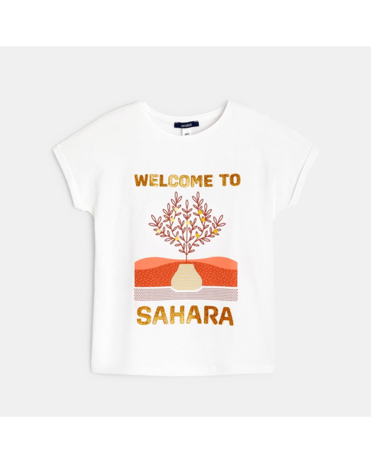 T-shirt manches courtes Welcome to... jaune fille