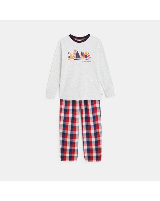 Pyjama 2 pièces motif voiliers rouge garçon