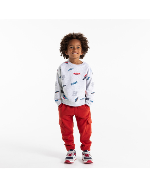 Jogging uni à poches cargo orange garçon