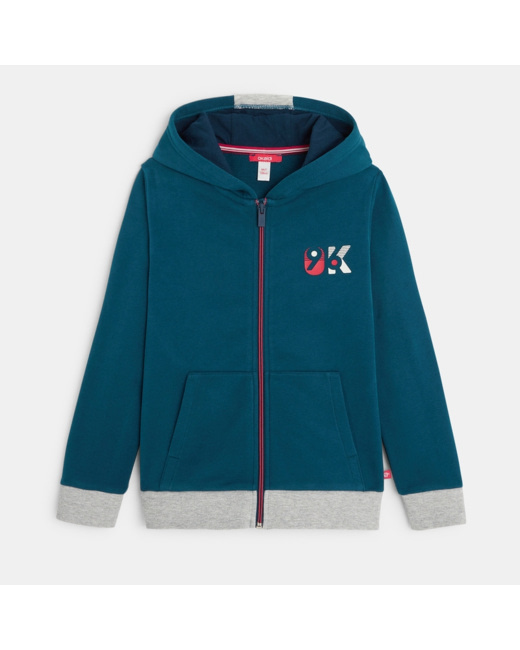Sweat-shirt zippé à capuche OK96 bleu garçon