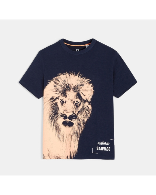 T-shirt over size lion bleu garçon