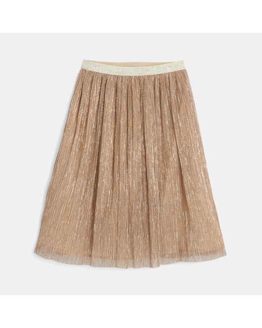 Jupe midi en tulle brillant marron fille