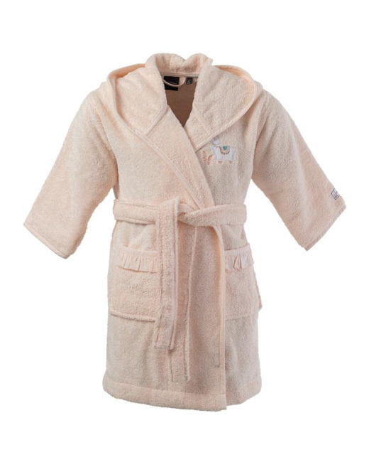 Peignoir bébé bouclette de coton biologique à capuche brodé Inca
