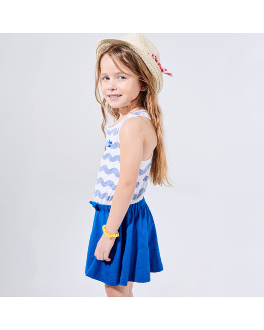 Robe-débardeur rayée bleue fille