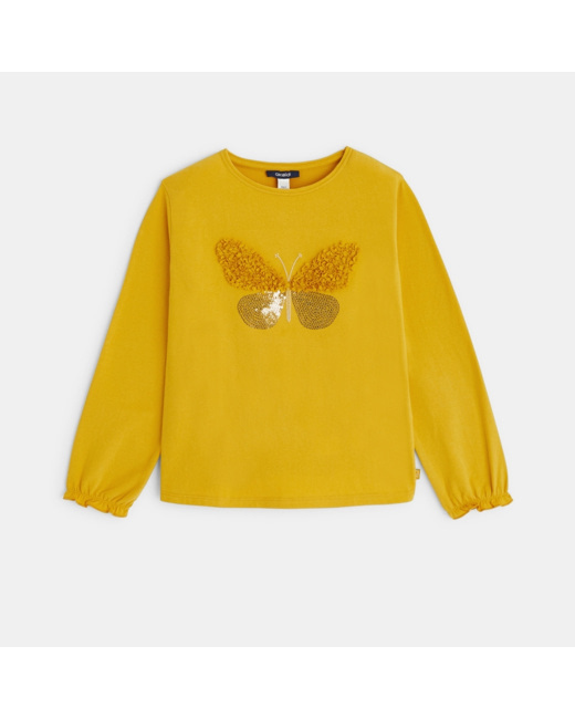 T-shirt à motif papillon jaune fille