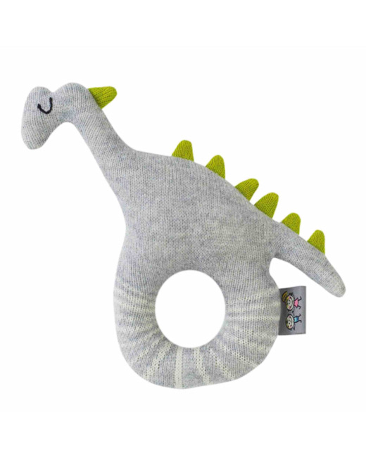 Hochet bébé en coton tricoté, Dinosaure