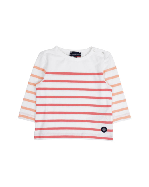 Marinière Baby - coton léger - Blanc/Chuppa/Manguier