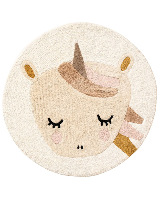 Tapis rond enfant lavable Licorne Lara