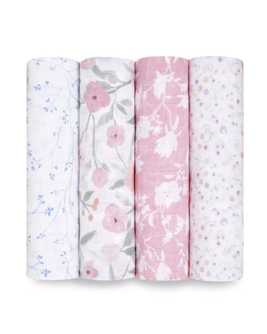 Lot de 4 maxi-langes en mousseline de coton - Ma Fleur