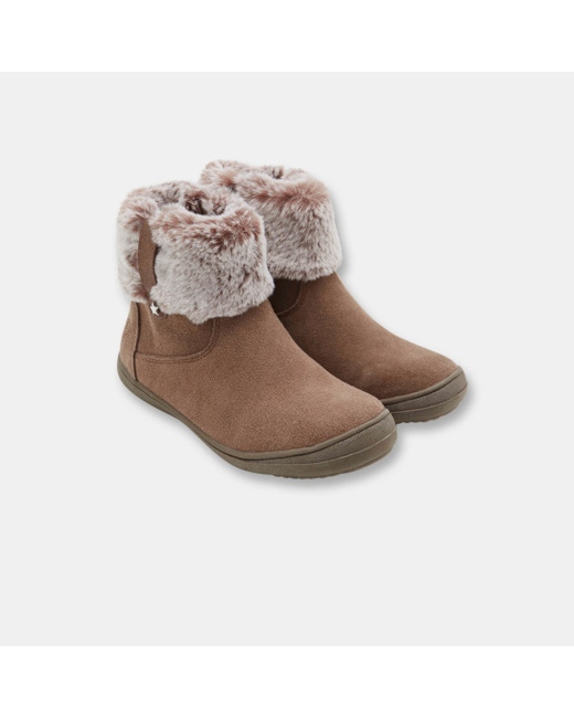 Boots fourrées en cuir blanches fille