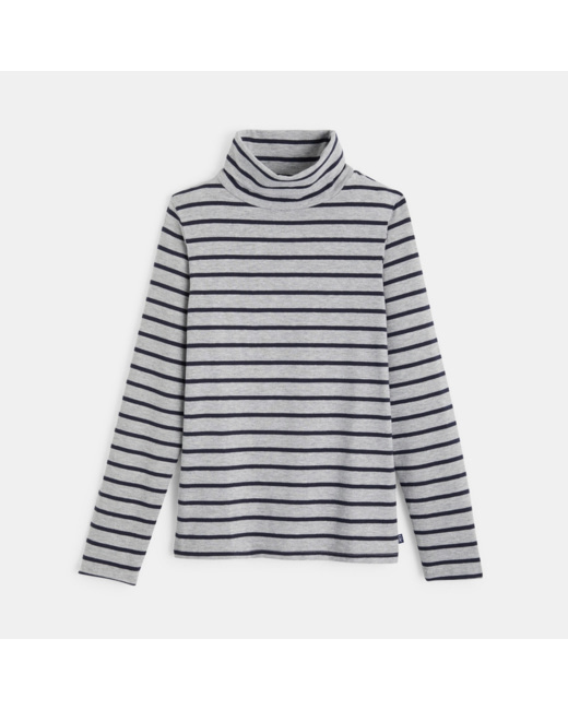 T-shirt col roulé rayé gris garçon