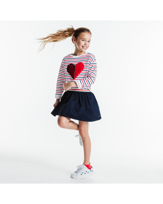 Jupe patineuse en toile bleue fille