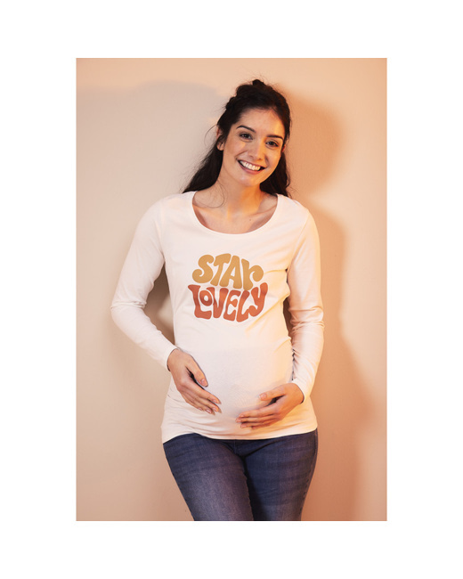T-shirt de grossesse manches longues en jersey avec message printé
