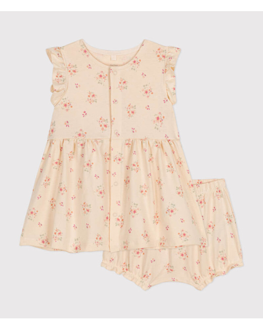 Robe manches courtes et bloomer en jersey léger bébé Avalanche Multicolor
