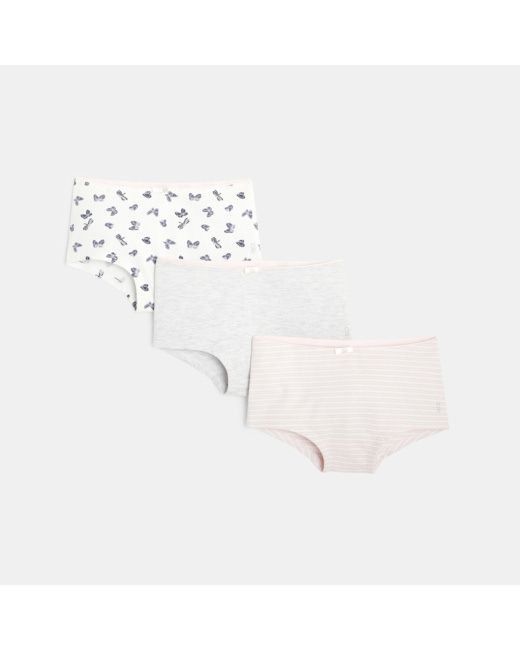 Culottes coupe boxer coeur (lot de 3) bleu fille