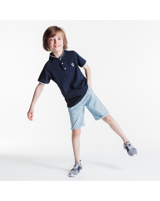 Bermuda en toile + ceinture bleu garçon