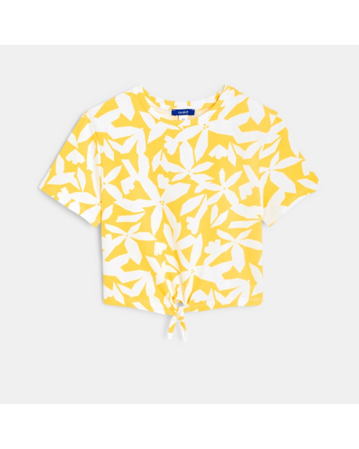 T-shirt imprimé noué jaune fille