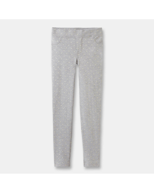Jeggings à pois gris fille