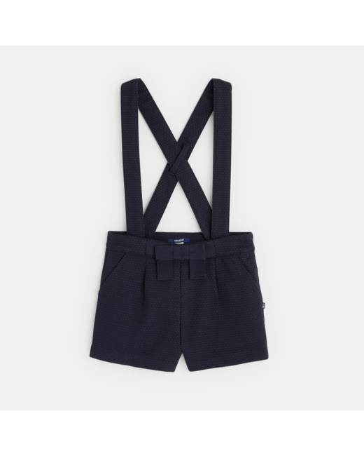 Short à bretelles amovibles bleu fille