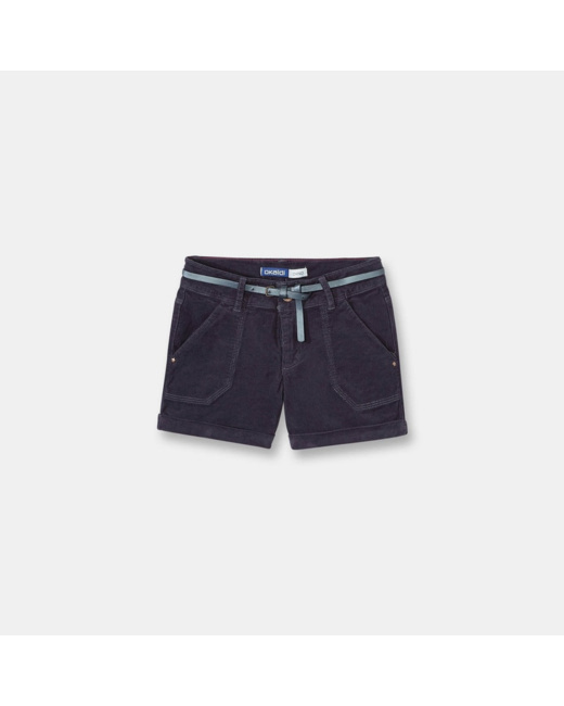 Short en velours fin bleu fille