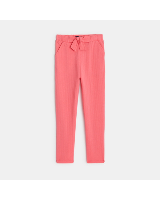 Pantalon carrot en jersey rose fille