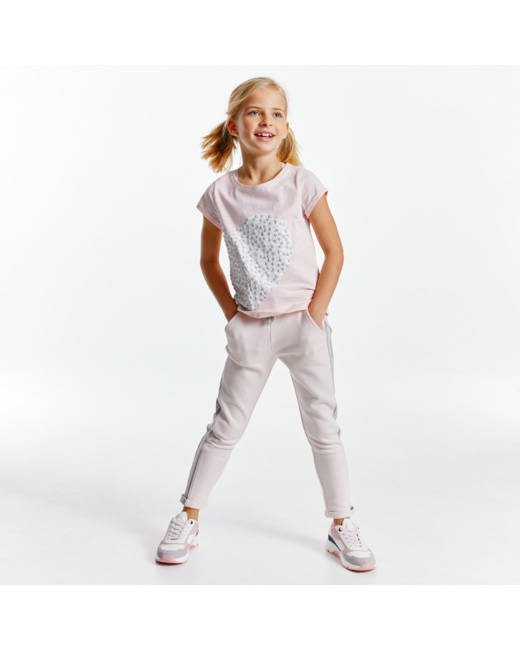T-shirt motif petits cœurs 2 en 1 rose fille