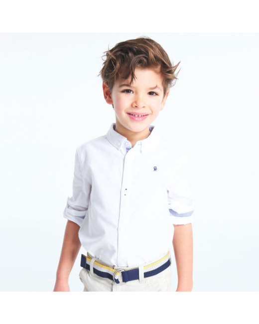Chemise Oxford à col américain blanche garçon
