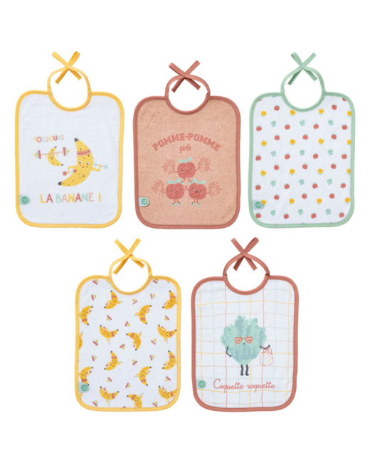 Lot de 5 bavoirs naissance