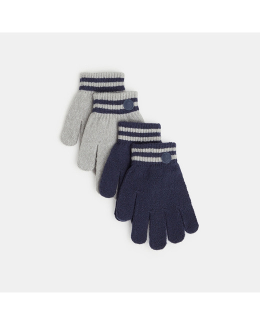 Gants rayés extensibles (lot de 2) gris garçon