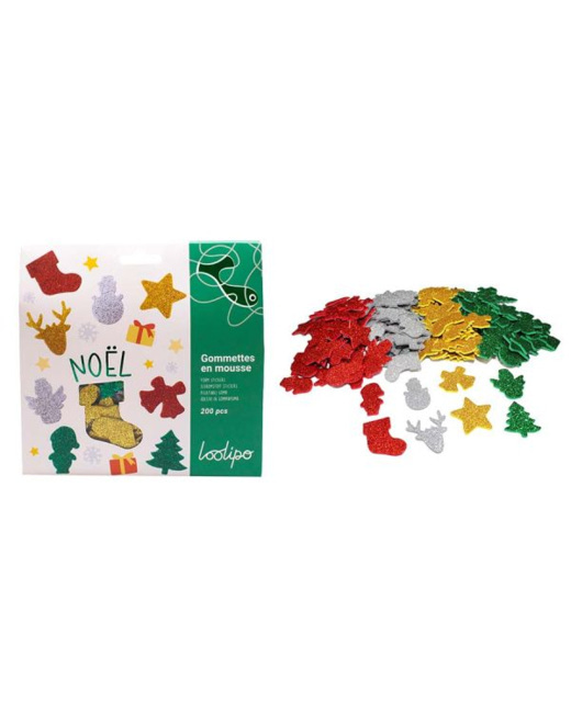 Gommettes En Mousse Pailletée - Noël