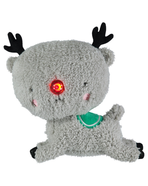 Renne en peluche avec nez lumineux