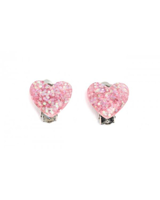 Boucles d'oreilles à clip cœur scintillant assorties
