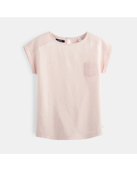 T-shirt détail ajouré rose fille