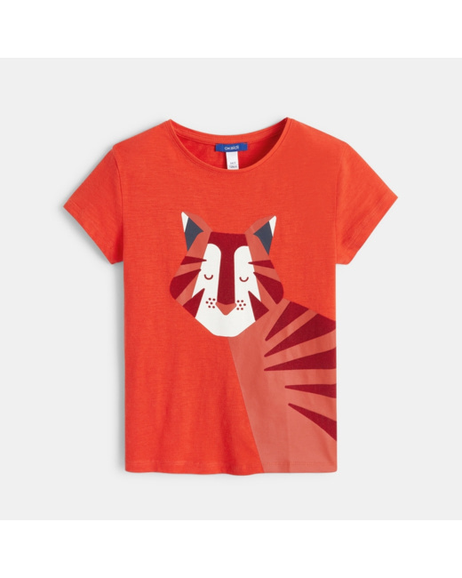 T-shirt motif tigre rouge fille