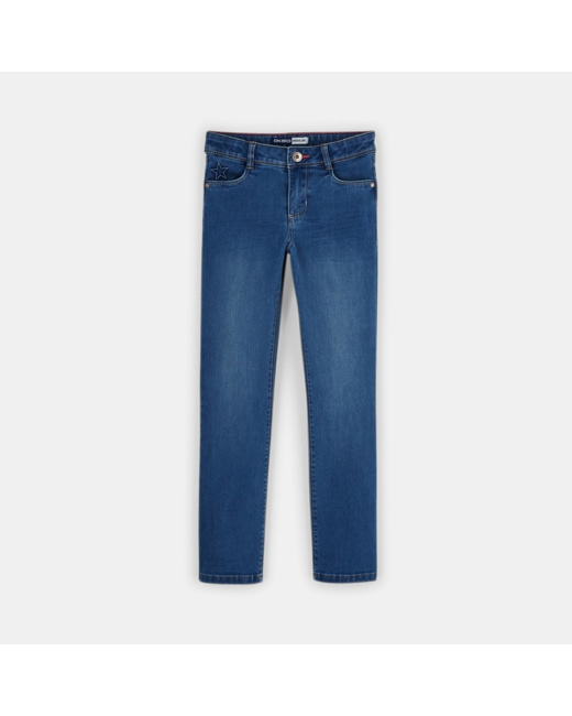 Jean droit stretch bleu fille