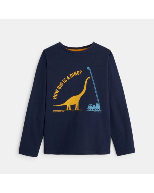 T-shirt manches longues motif dinosaure bleu garçon