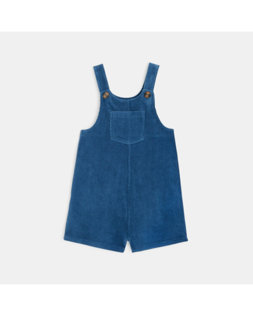 Combishort salopette en velours grosses côtes bleue fille