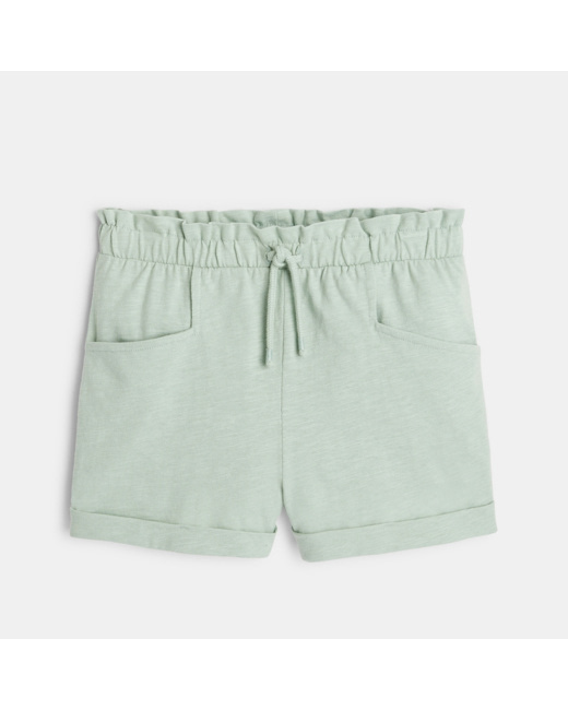 Short en jersey uni vert fille