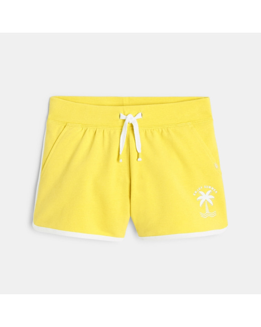 Short uni en jersey jaune fille